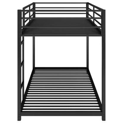 Stylish Black Twin Metal Bunk Bed with Ladder - Space-Saving Low Design