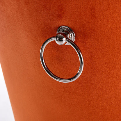 Modern Tufted Wood Dining Chair Set with PU Leather and Velvet Upholstery, Wood Legs, 2-Pcs Black/Orange