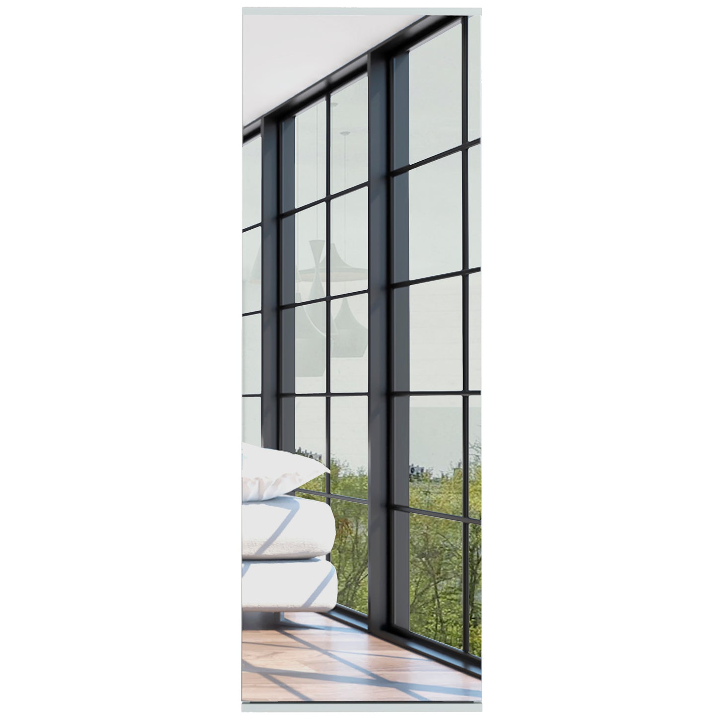 Montauk Modern 5-Shelf Wall-Mounted Shoe Organizer with Full-Length Mirror in Light Grey