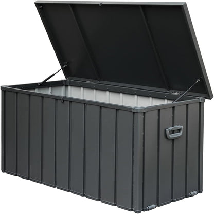160 Gallon Outdoor Storage Deck Box Waterproof Lockable Patio Bin For Cushions Pillows Tools Large Capacity Dark Gray