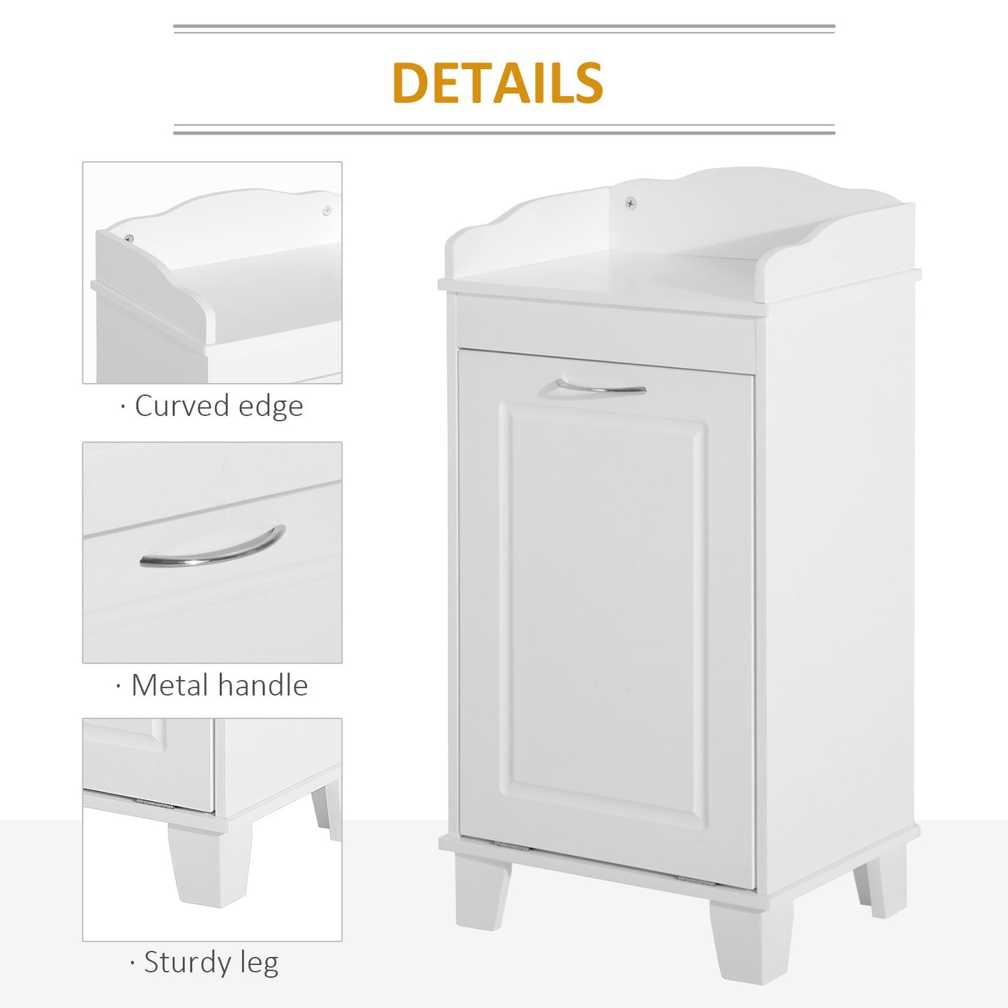 31" Tilt Out Laundry Hamper, Free Standing Home Organizer Hamper, Bathroom Storage Cabinet, White