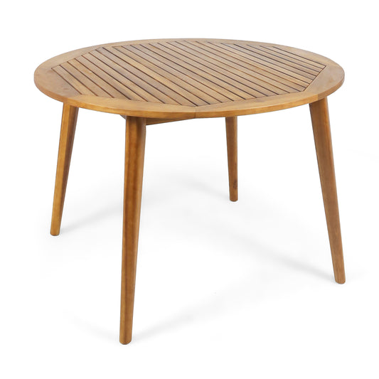 Square Modern Acacia Wood Dining Table With Straight Leg Base 47.25-Inch Table For Kitchen And Dining Room Teak Finish