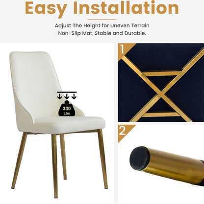 Modern PU sponge-filled dining chair, solid wood metal legs, suitable for restaurants, living rooms and rooms-(Set of 2)