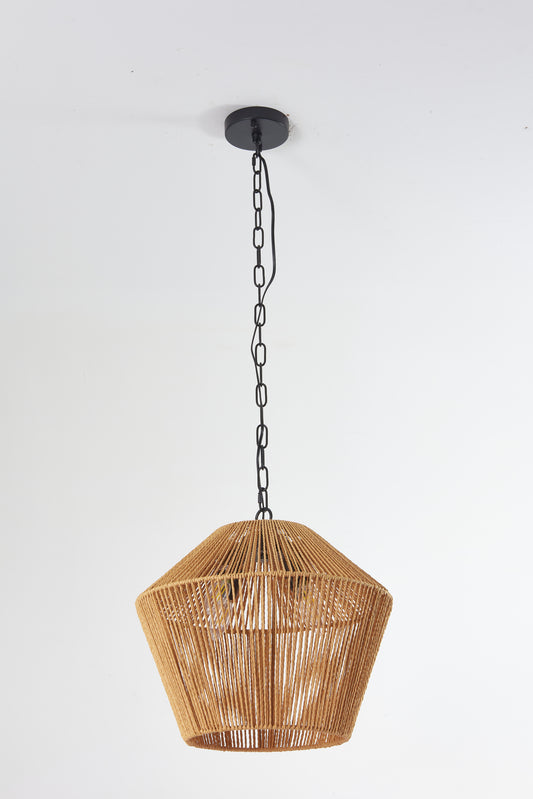 4-Light Hemp Rope Pendant Light for Kitchen Island, Boho Farmhouse Hanging Fixture, Natural Finish