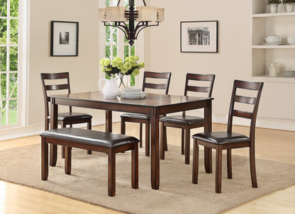 60 Inch Rectangular Dining Set Chairs And Bench Espresso