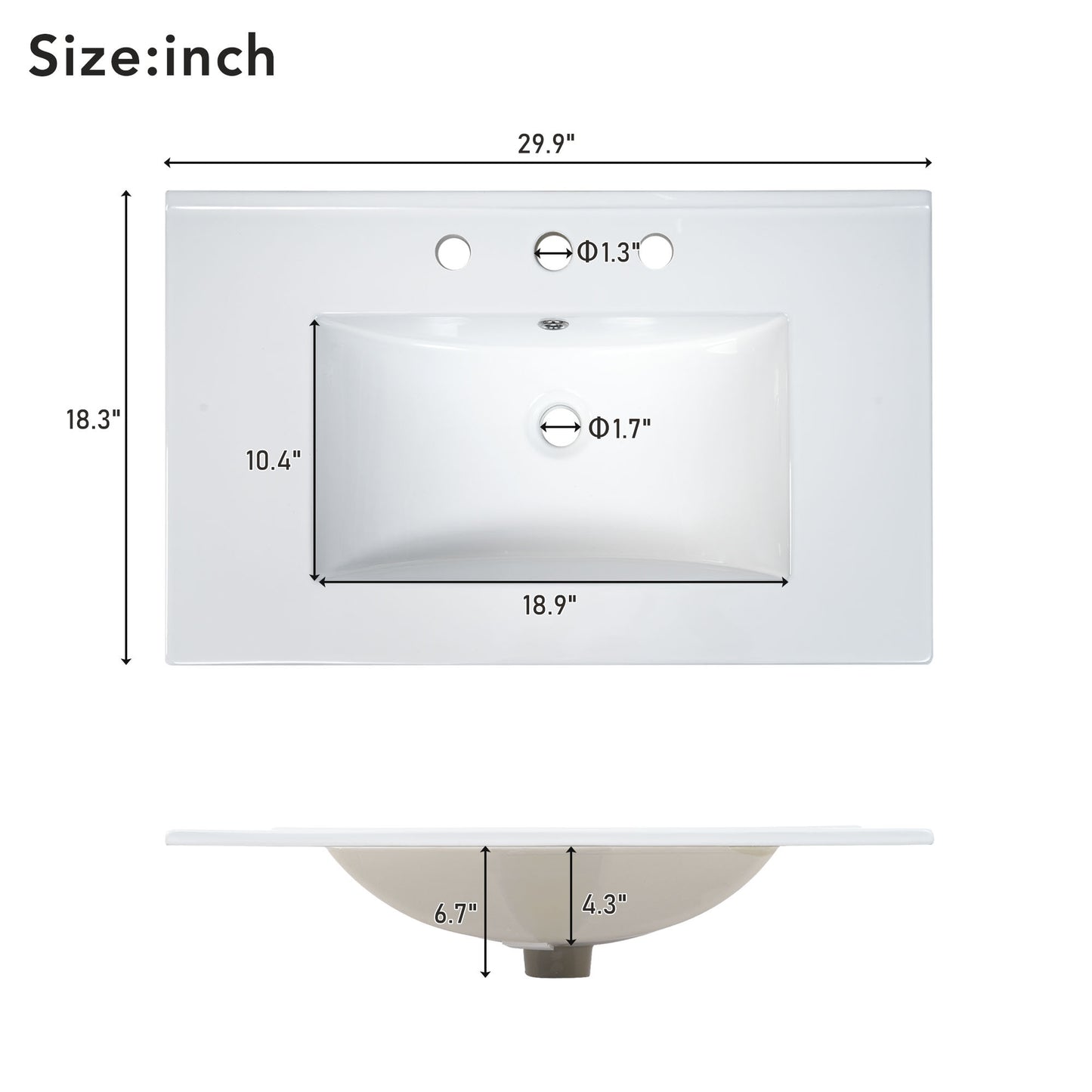 Elegant 30-Inch White Bathroom Vanity with Ceramic Sink and Ample Storage for Compact Spaces