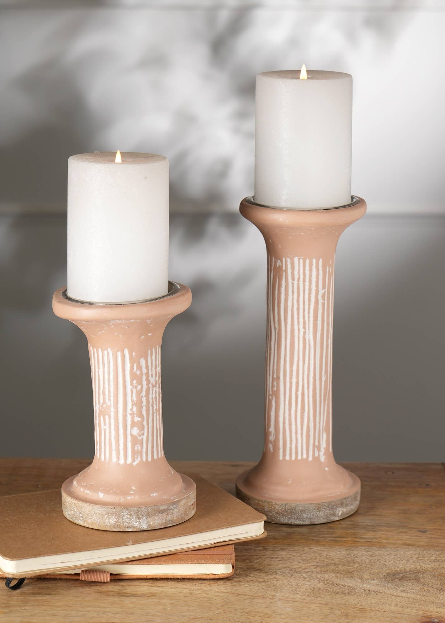 Pillar Candle Holder 4x4x10, Eco-Mix Clay, Living or Dining, Sustainable Minimalist Terracotta Brown