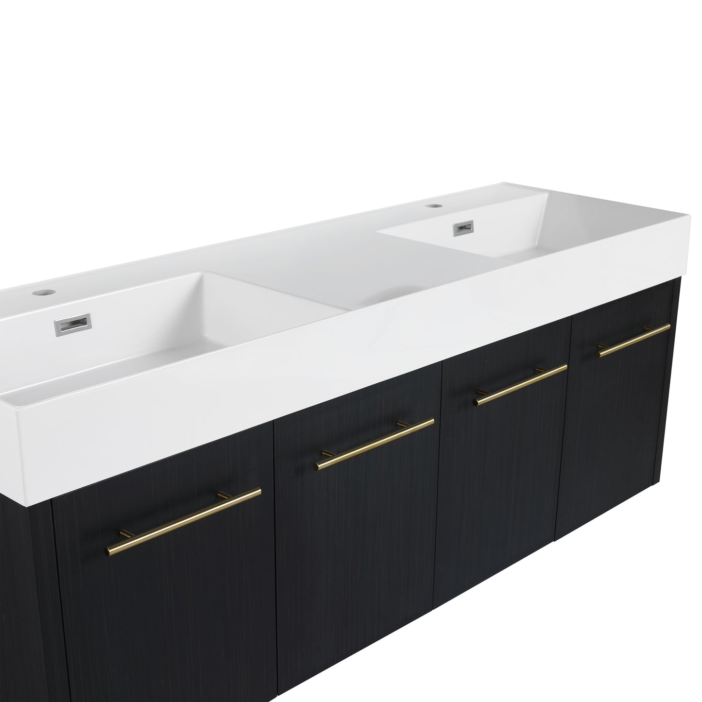 60-Inch Modern Wall-Mounted Bathroom Vanity with Double Resin Sink and Ample Storage