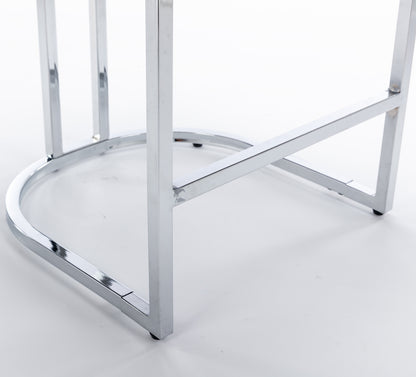 26 Inch Counter Height Bar Stools Set 2 Light Blue Velvet