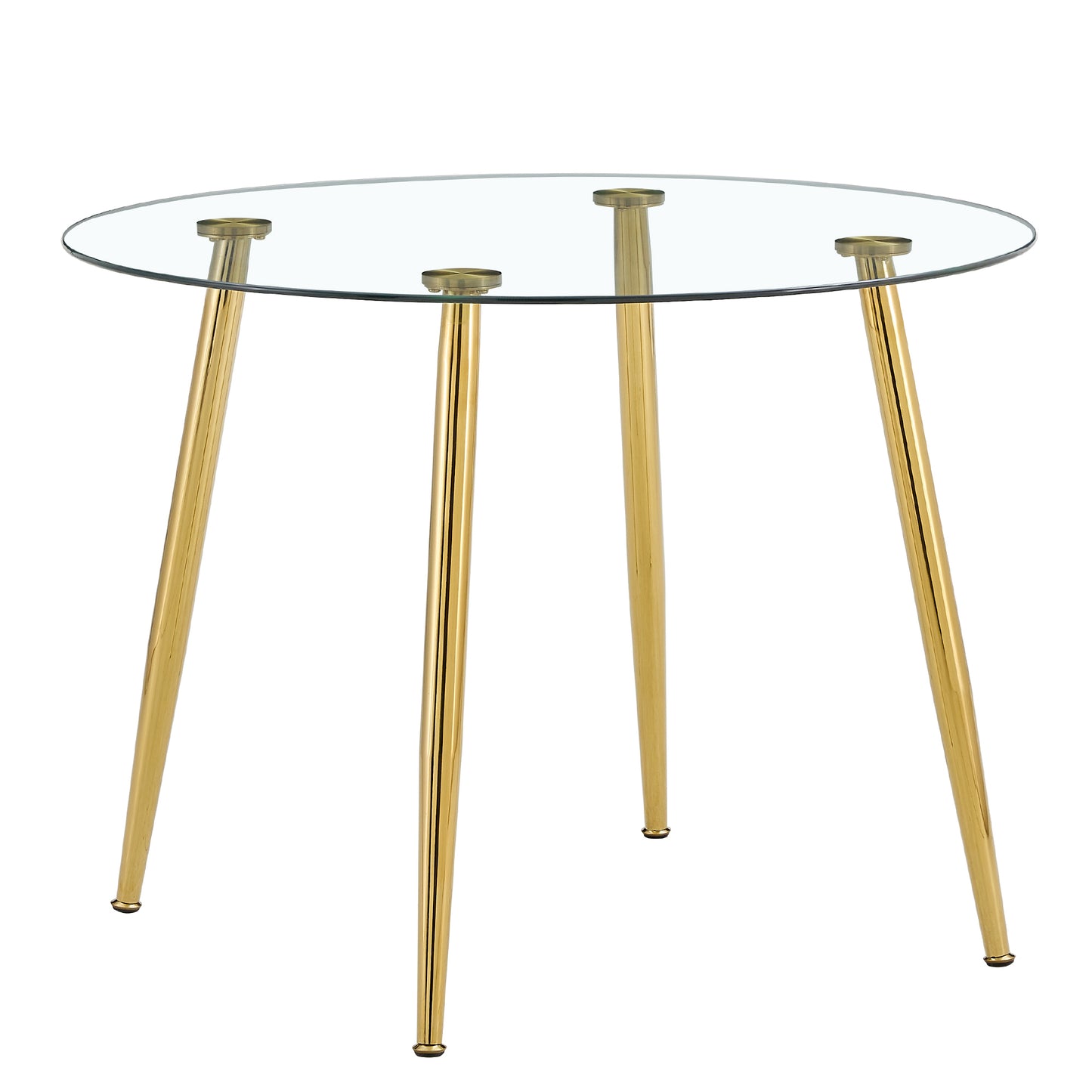 Circular Glass Dining Table 40 Inch Minimalist Gold Plated Legs