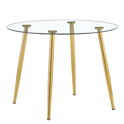 Circular Glass Dining Table 40 Inch Minimalist Gold Plated Legs