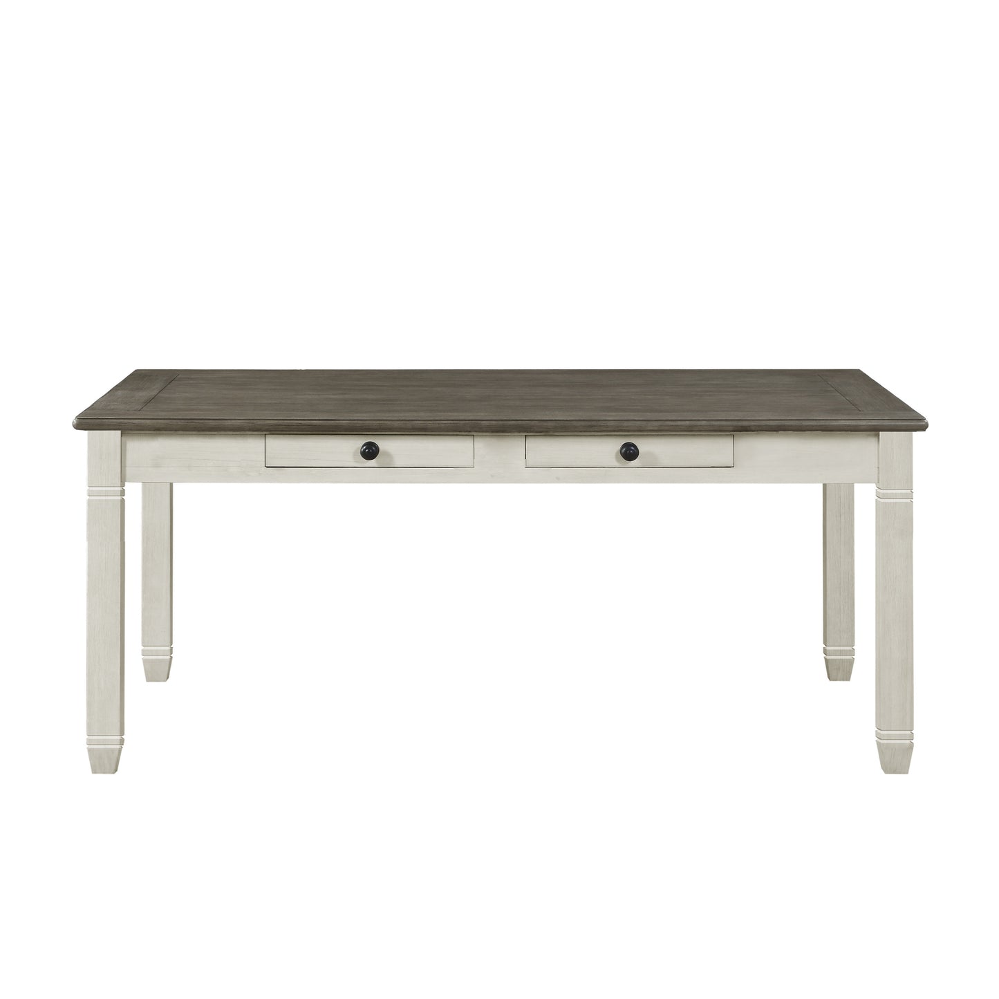 Table With Six Drawers Casual Dining Antique White Finish