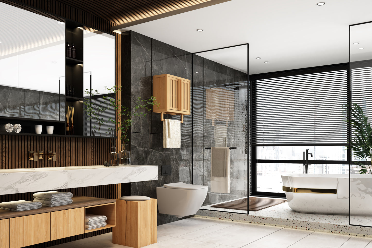 Wall-Mounted Bamboo Storage Cabinet for Bathroom and Home Essentials