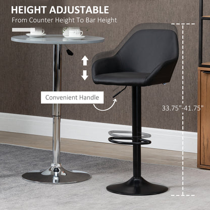 HOMCOM Adjustable Bar Stools Swivel Counter Height Set 2