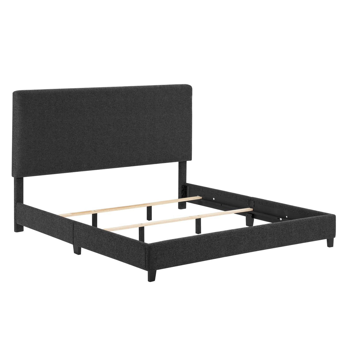 King Size Charcoal Grey Upholstered Platform Bed by Bridgevine Home