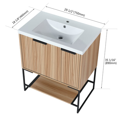 30-Inch Modern Freestanding Bathroom Vanity with Durable Resin Sink