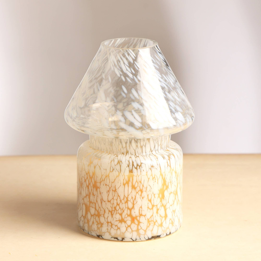 Handmade Mouth-Blown Glass Soy Wax Scented Candle with Long-Lasting Burn for Modern Home Decor White