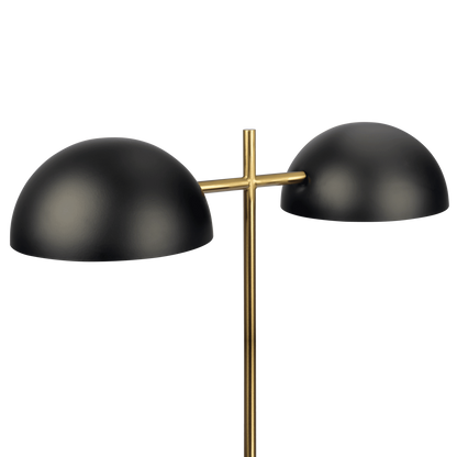 Two-Light Table Lamp with On/Off Switch, Faux Marble Base, Modern Lighting, Black