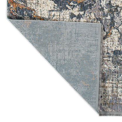 5'3" x 7'3" Modern Abstract Cut-Pile Area Rug, Polyester, Indoor Use, Stain-Resistant, Grey Multi