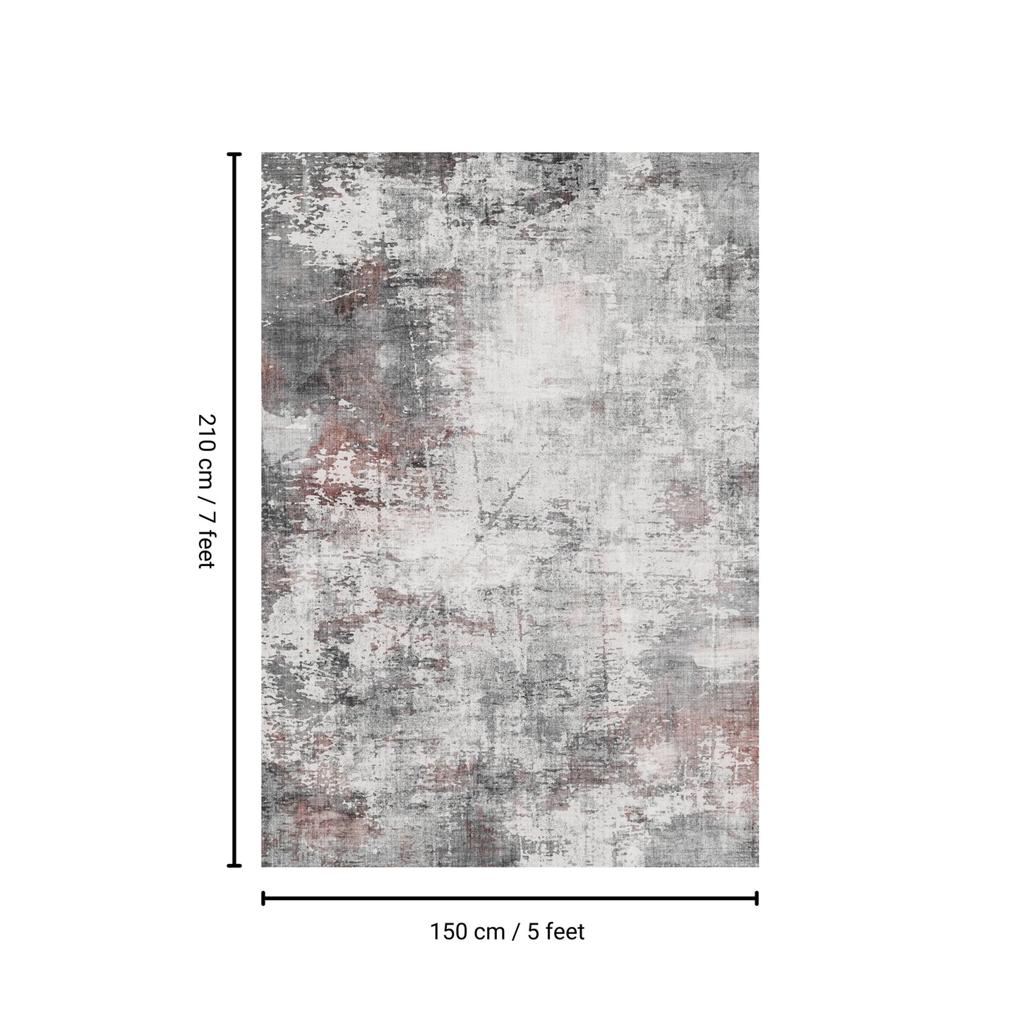 5' x 7' Washable Non-Slip Area Rug for High-Traffic Rooms, Durable Polyester Pile, Ivory Multi