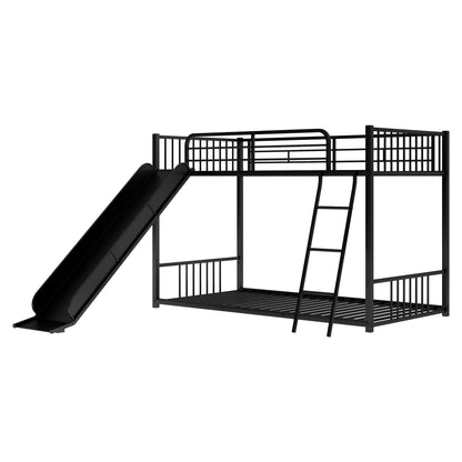 Twin Metal Bunk Bed with Fun Slide - Black Color