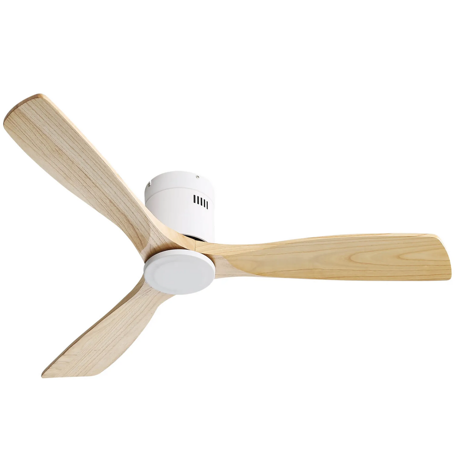 52-Inch Ceiling Fan with Wood Blades, DC Motor, Remote, Reversible, Flush Mount for Living Room Natural