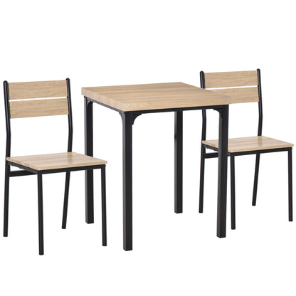 HOMCOM 3 Piece Dining Table Set for 2, Modern Kitchen Table and Chairs, Dining Room Set for Breakfast Nook, Small Space, Apartment, Space Saving