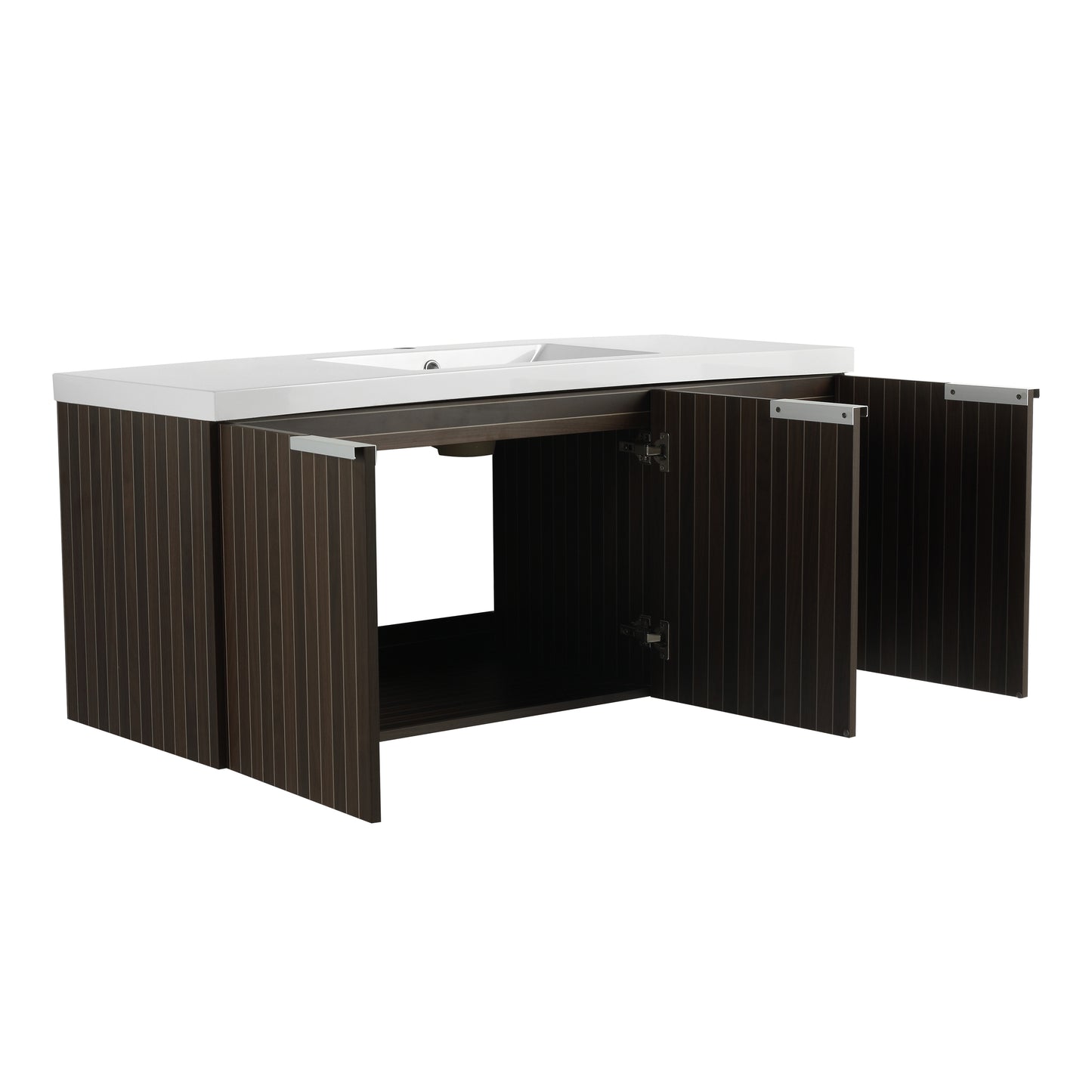 Modern 48-Inch Wall-Mounted Bathroom Vanity with Soft-Close Doors and Resin Sink