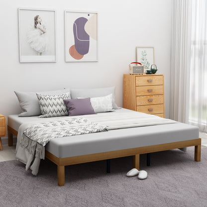 Elegant Queen Size Wooden Platform Bed Frame with Strong Slat Support - No Box Spring Required, Easy Assembly