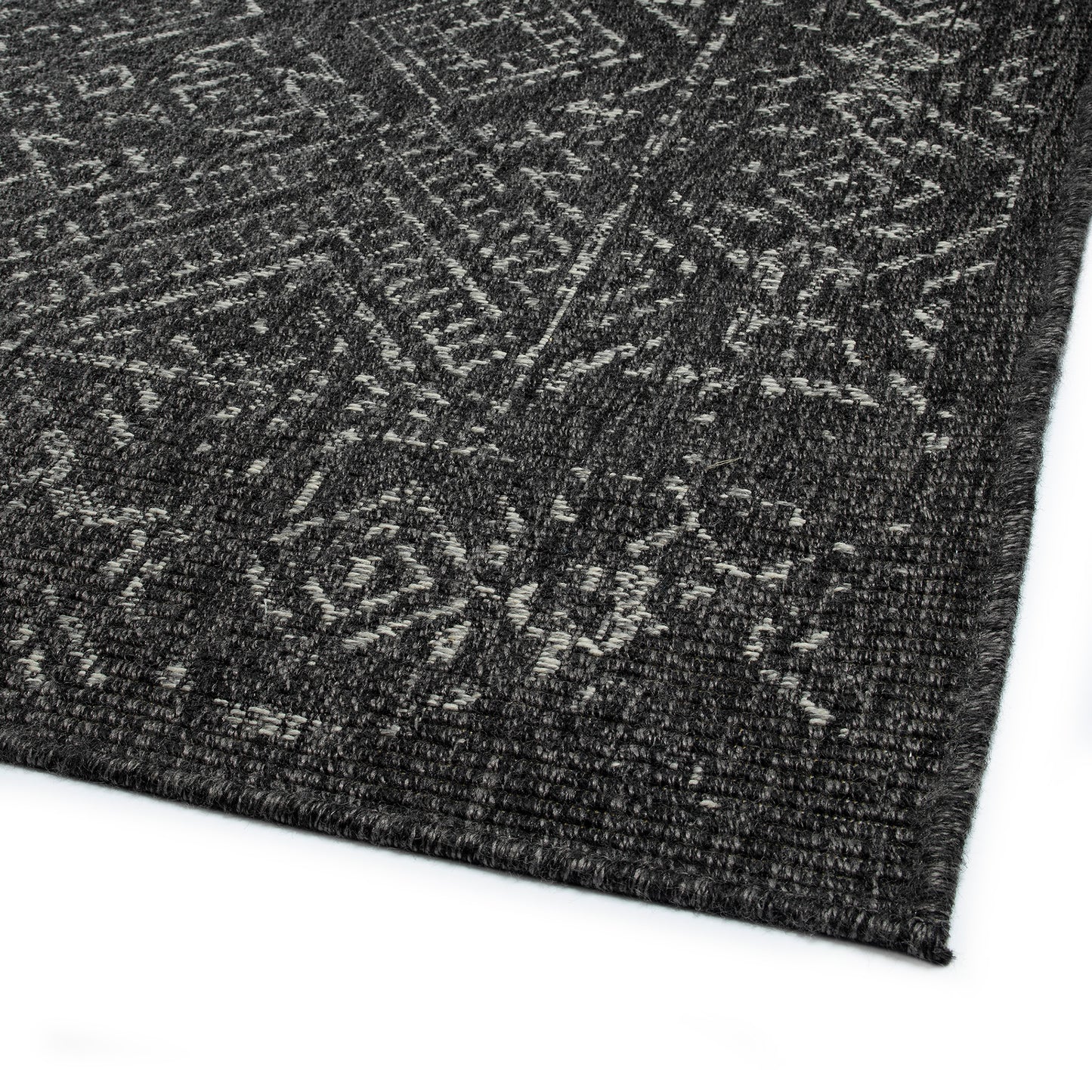 5'3" x 7'6" Rectangle Area Rug - Modern Geometric, Textured High-Low Loop, Polypropylene Indoor Charcoal