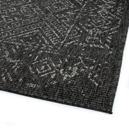 5'3" x 7'6" Rectangle Area Rug - Modern Geometric, Textured High-Low Loop, Polypropylene Indoor Charcoal