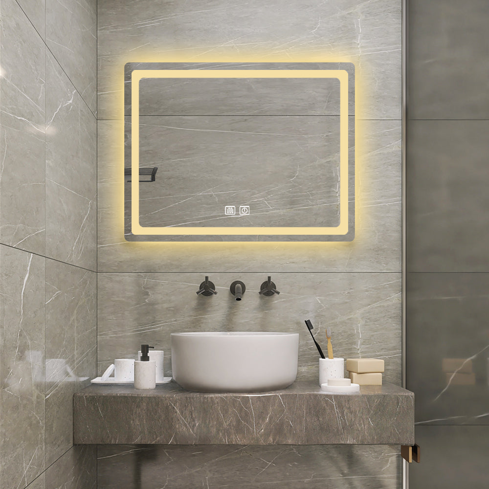 36-Inch LED Lighted Anti-Fog Bathroom Vanity Mirror in Crystal Finish with Smart Controls and Easy Installation