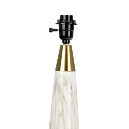 Table Lamp with On/Off Switch, Faux Marble Base, Fabric Shade, 14x14x25 in, Ambient Lighting, White