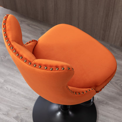 Orange Velvet Swivel Bar Stools Two Pack Adjustable 25 33