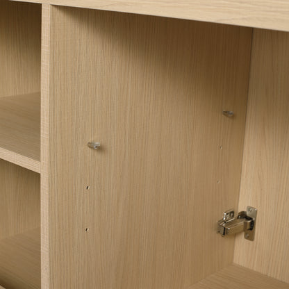 Modern 48" Freestanding Oak Bathroom Vanity with White Resin Sink & Soft-Close Doors