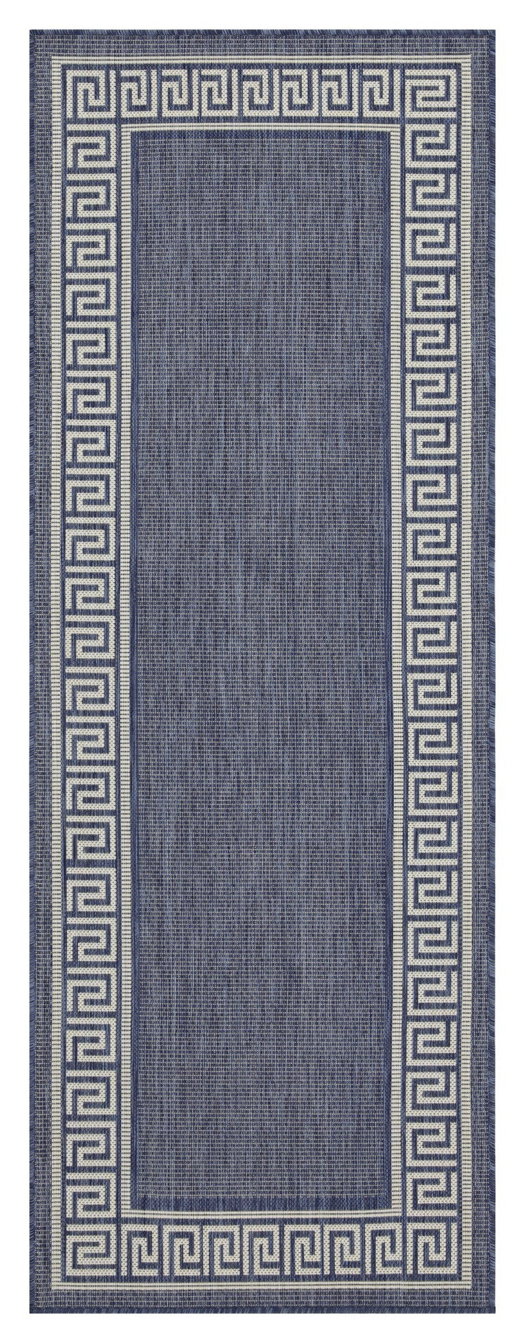 Indoor/Outdoor Rug 7'3 x 2'7, Polypropylene, Durable, Easy-Care, Pet Friendly, Patio/Living Room Blue