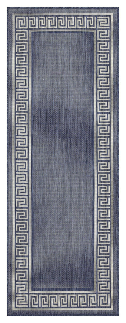 Indoor/Outdoor Rug 7'3 x 2'7, Polypropylene, Durable, Easy-Care, Pet Friendly, Patio/Living Room Blue