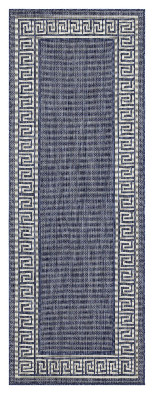 Indoor/Outdoor Rug 7'3 x 2'7, Polypropylene, Durable, Easy-Care, Pet Friendly, Patio/Living Room Blue