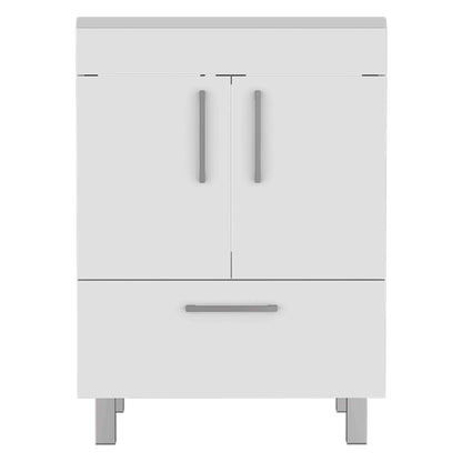 Modern White Bathroom Vanity with Double Door Cabinet and One Drawer