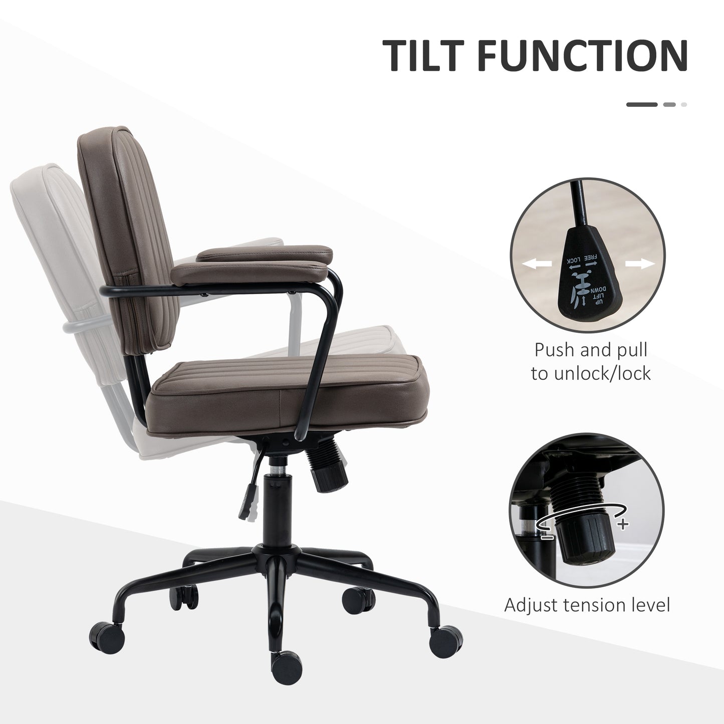 Vinsetto Ergonomic Microfiber Desk Chair with Adjustable Height and Tilt, Light Brown