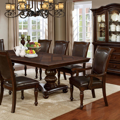 Traditional Solid Wood Dining Chairs, Arm Chairs with Leatherette Seats, Turned Legs, 2 Chairs Cherry