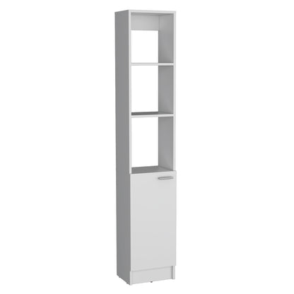 Modern White Linen Storage Cabinet with Adjustable Shelves - Versatile Freestanding Unit for Bathroom, Kitchen, or Living Room