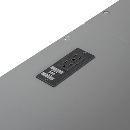 Gray Full Size Loft Bed with Integrated Desk, Storage Solutions, and Charging Station