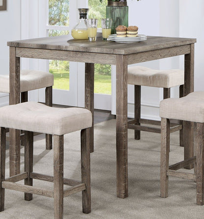 Counter Height Dining Set FivePc Square Table Stools Gray