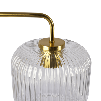 23-Inch Table Lamp with Clear Glass, Marble Base, Button Control, Ideal for Living Room Gold Brush Metal