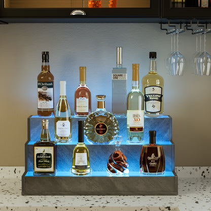 Illuminated Grey Liquor Bottle Display Shelf 24 Inch LED