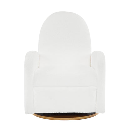 Swivel 360 and Glider Recliner Chair, Contemporary Boucle, 26in L x 34.75in W, Solid Wood Base, Beige