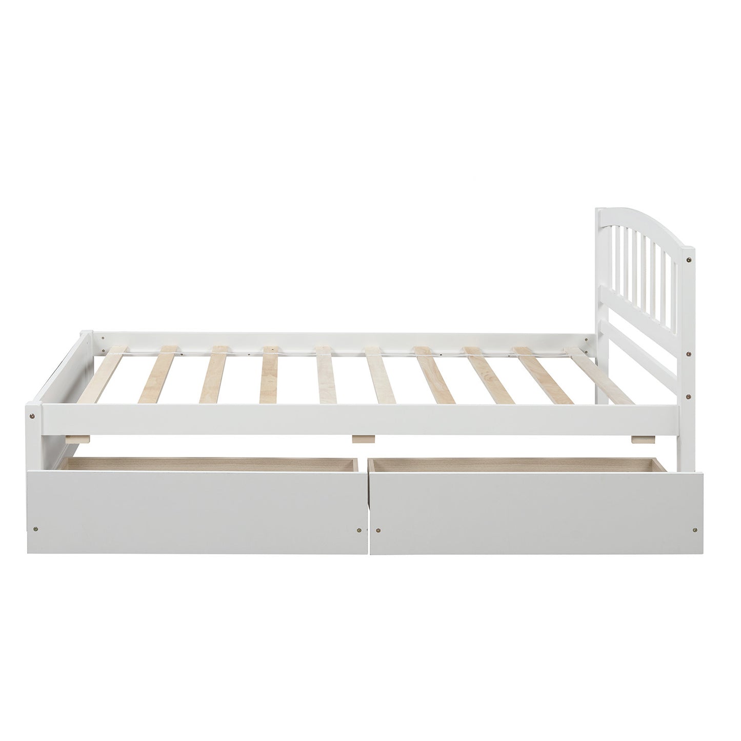 Elegant White Twin Platform Bed with Storage Drawers and Headboard