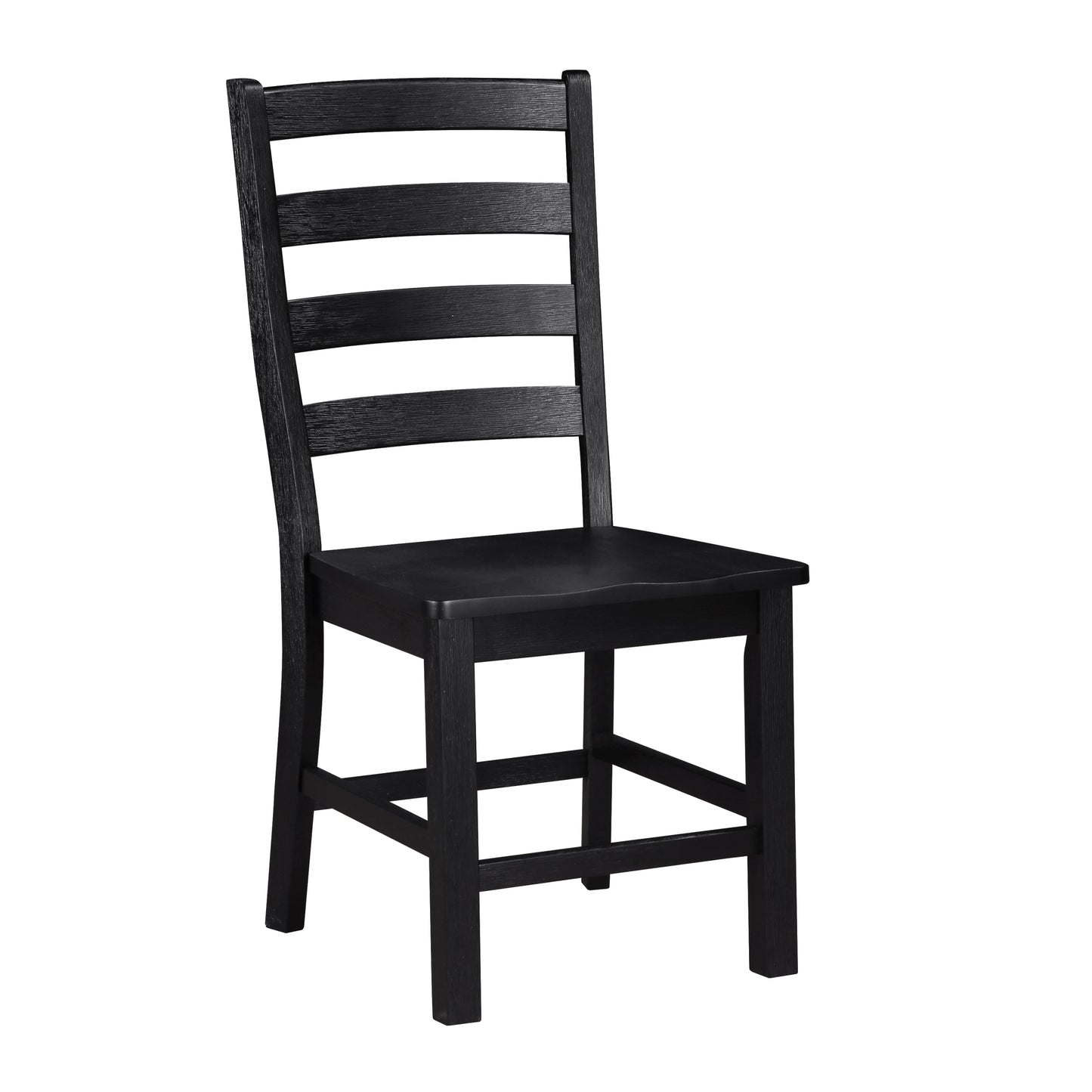 Set of 2 Dining Side Chairs, 18W x 21.5D x 38.5H, Oak Veneer Wood, Casual Farmhouse Style, Black Finish
