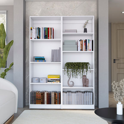 White 2-Piece Freestanding Bookcase Set with 9 Shelves and Storage Cabinet for Living Room